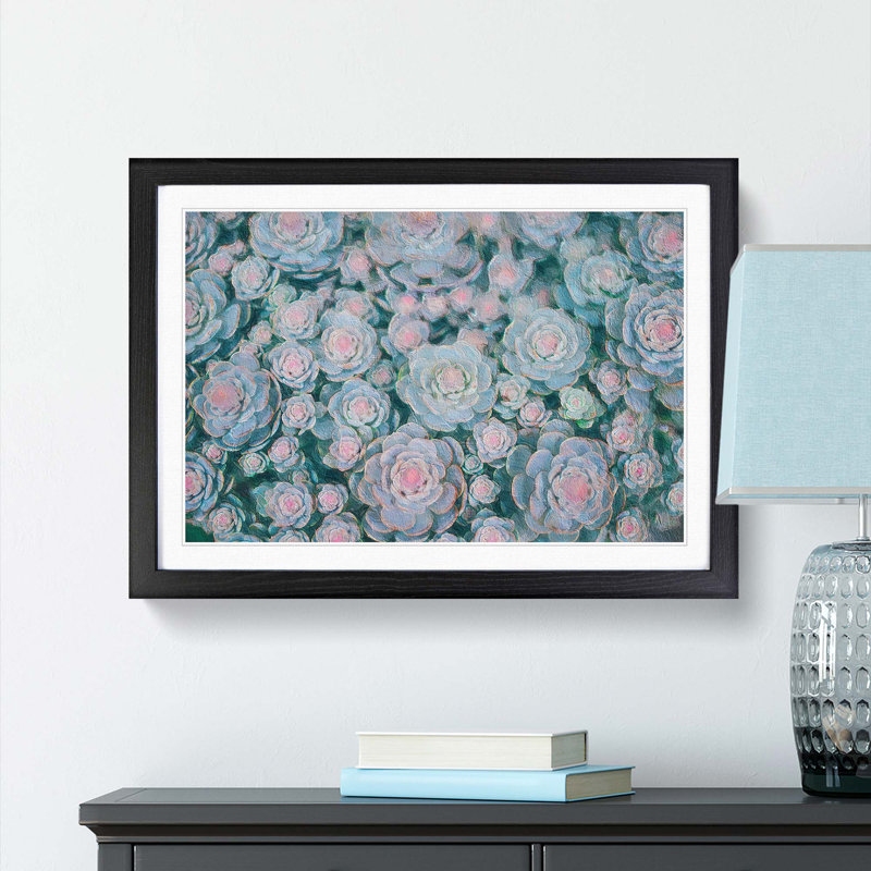 Succulent Plants - Picture Frame Painting Print, 27cm H x 36cm W x 2cm D, Black Framed