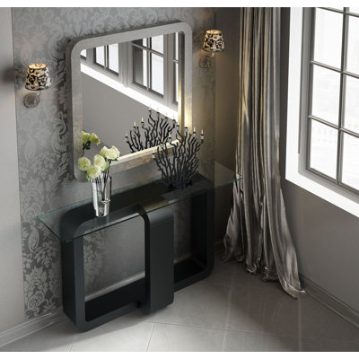 Invazka 40'' Glass Top Console Table