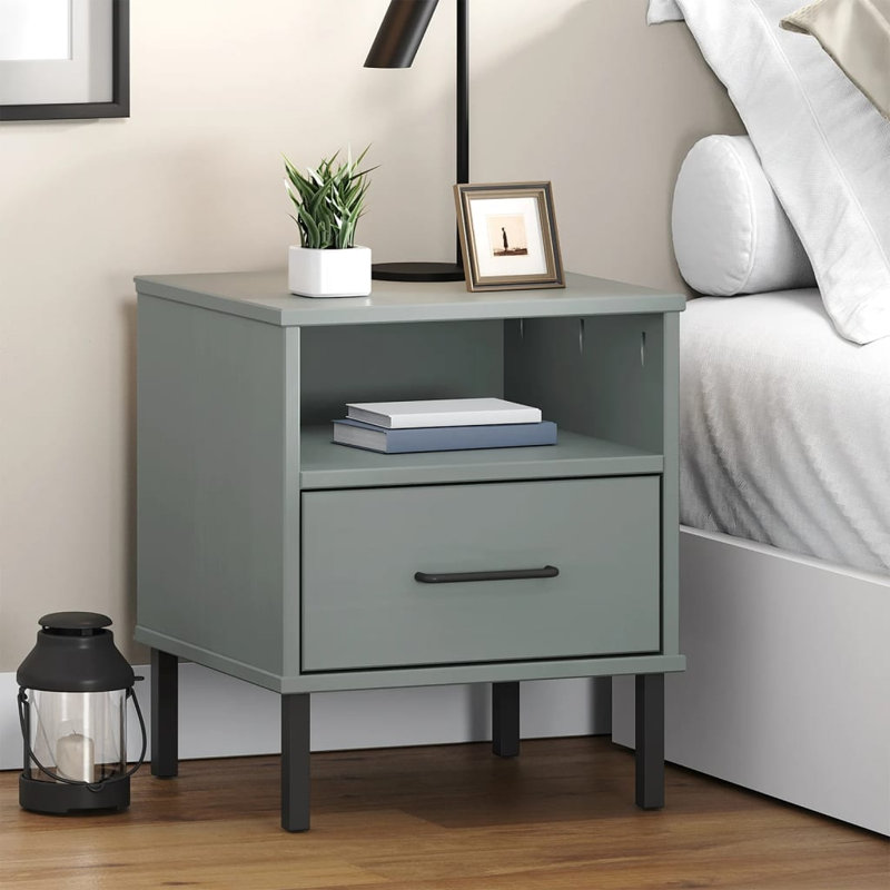 Panzino 40 cm W Bedside Table, Grey