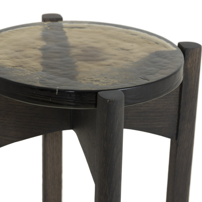 Relo Glass End Table, Olive, Gray Tobacco Oak