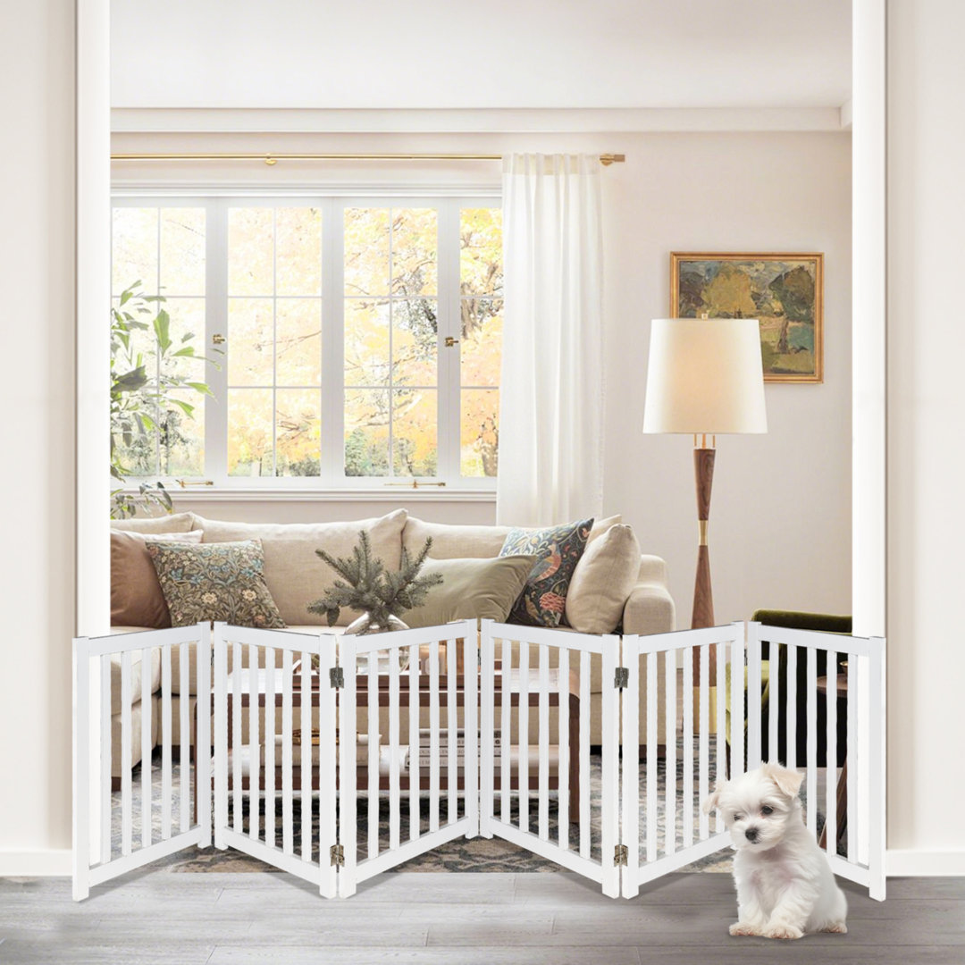 Wooden Free Standing Pet Gate Tucker Murphy Pet™ Size: 120" W Finish: White
