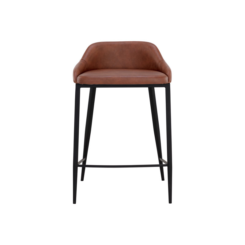 ASTRA Upholstered Stool with Metal Frame, Brown, Counter Stool (26.25" Seat Height)