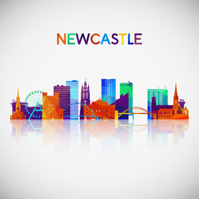 Lanora Newcastle Skyline Silhouette by Greens87 - Wrapped Canvas Print