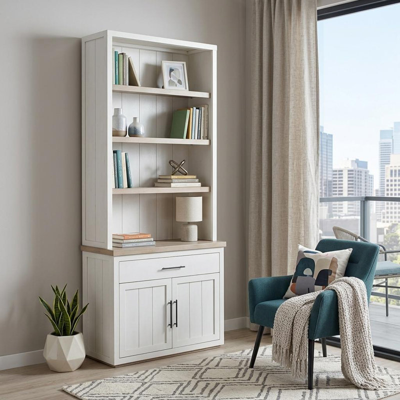 Erial Solid Wood Drawers Bookcase