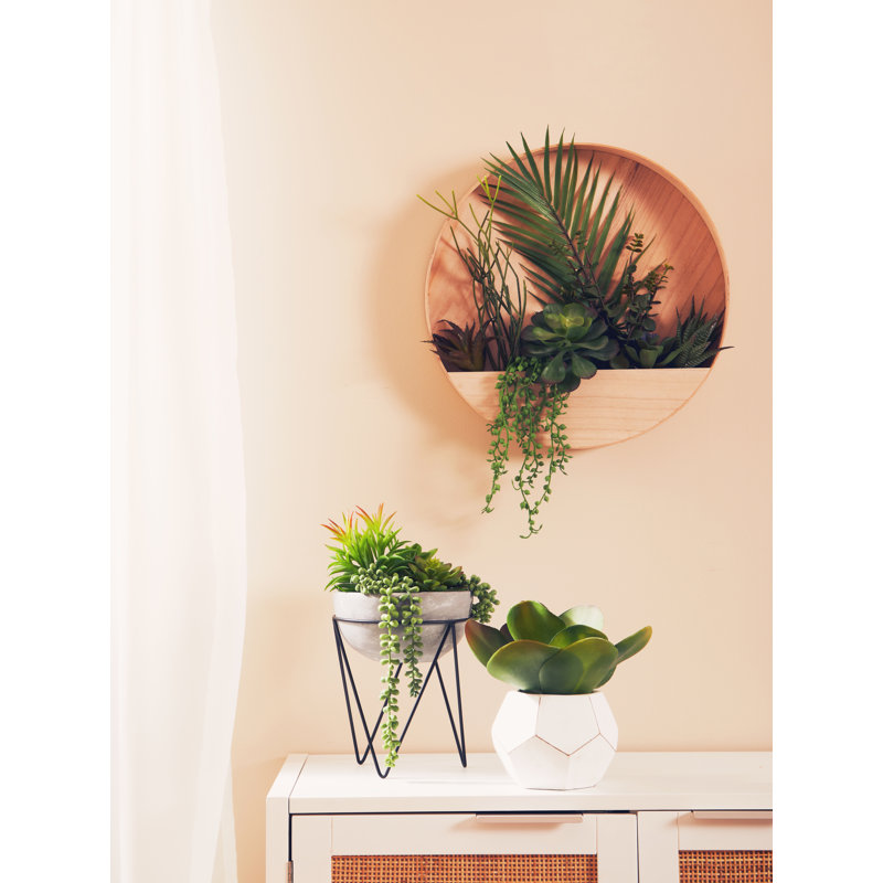 36cm Faux Succulent Plant in Stone Planter