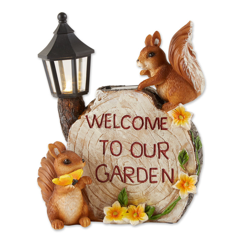 Solar Bienvenue dans nos écureuils de jardin | Statue de patio lumineuse