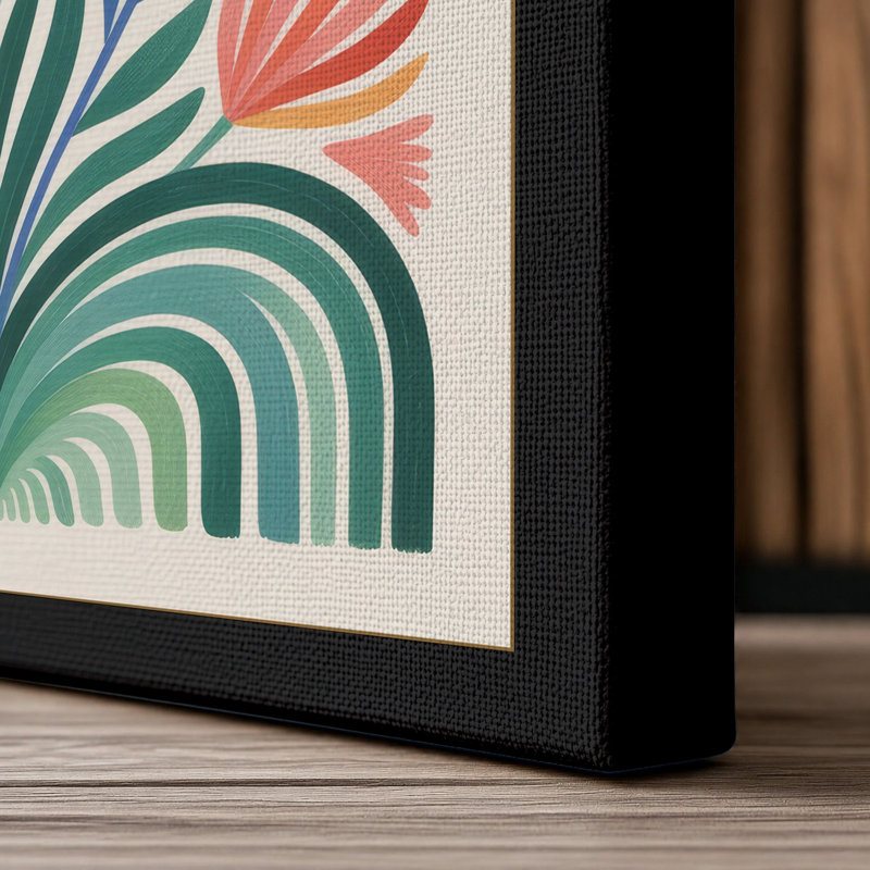 Stylized Daisy Bloom Botanical - Wrapped Canvas, 18x12 - 45.7 x 30.5 cm, Black Border