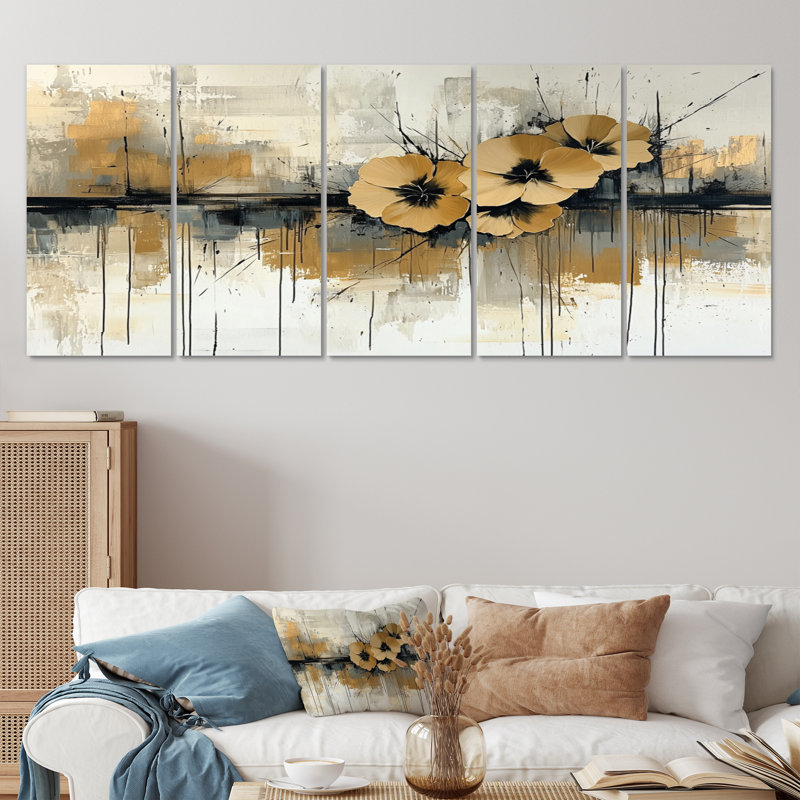 Minimalisme, désert, fleur des œillets II - œillets, art mural traditionnel, 5, H 32 po x l 80 po