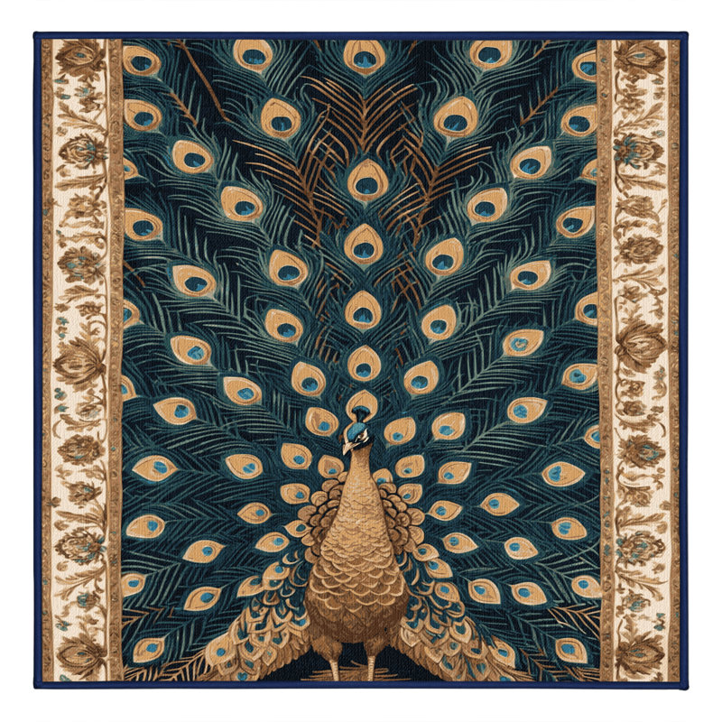 Machine Washable French Blue Area Rug, Square 8'