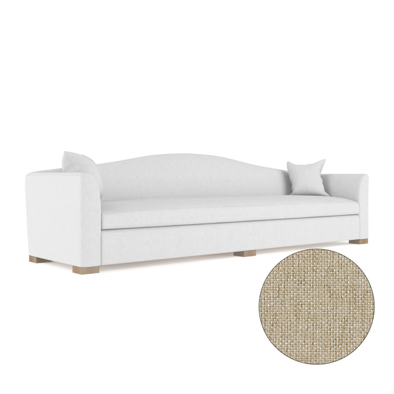 Horatio 120" Square Arm Sofa, 33" H x 120" W x 36" D, Natural, Box Weave Linen Marzipan