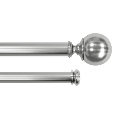 3/4" & 1" Drapery Double Curtain Rod Set with ball & end cap finials_Brushed Nickel