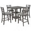 Ensemble de salle à manger 5 pièces à hauteur de comptoir en bois avec chaises rembourrées et étagères de rangement-1740375844-1740375847