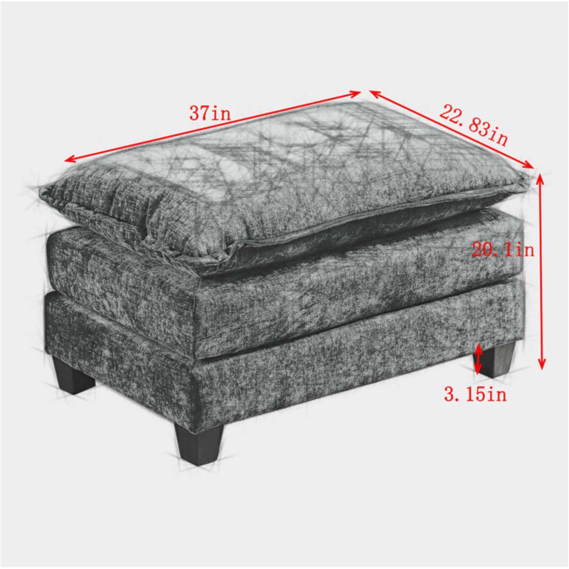 Repose-pieds Cloud, canapé modulaire moderne pour le salon et la chambre à coucher, coussin double couche confortable, tissu chenille respirant