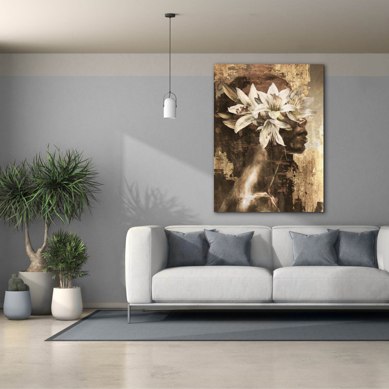 «Golden Lily Maiden» par Svetlana Aleynikova, art mural sur toile, H 54 po x l 40 po