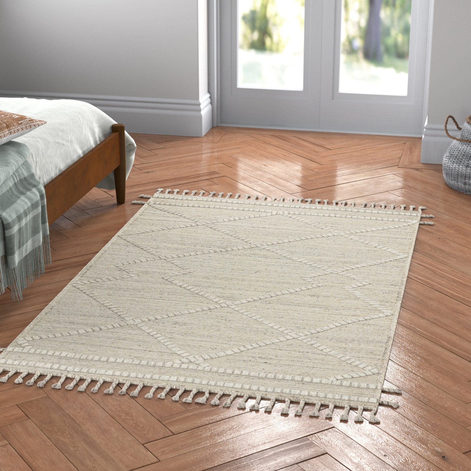 Hanna Ivory Hand-Knotted Wool Rug, Rectangle 9'6" x 13'6"
