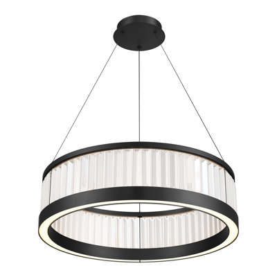 Empra, Chandelier, 30", Matte Black, Clear Crystal