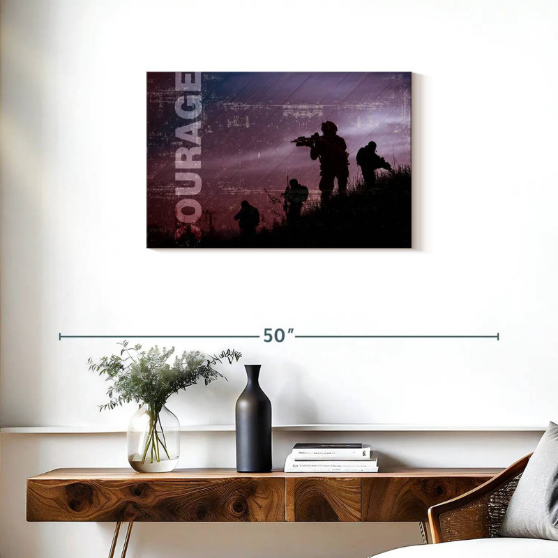 Courage militaire, H 20 po x l 30 po