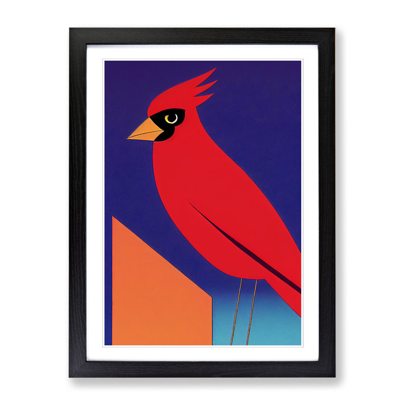 FRM-V0523-353X Cardinal Bird Vol.1 - Single Picture Frame Print, Black Framed, 64cm H x 46cm W x 2cm D