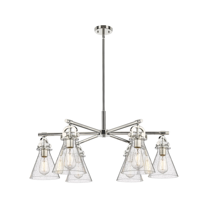 Grimsby - Lustre suspendu 6 lumières, Laiton brossé, Grainé