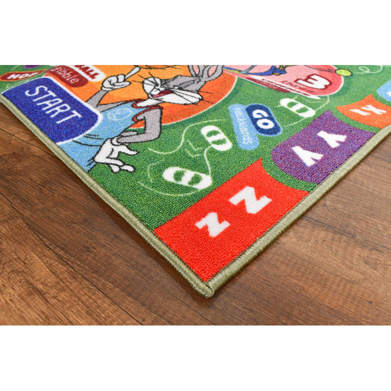 Looney Tunes Educational Hopscotch Kids Rug with ABCs and Numbers