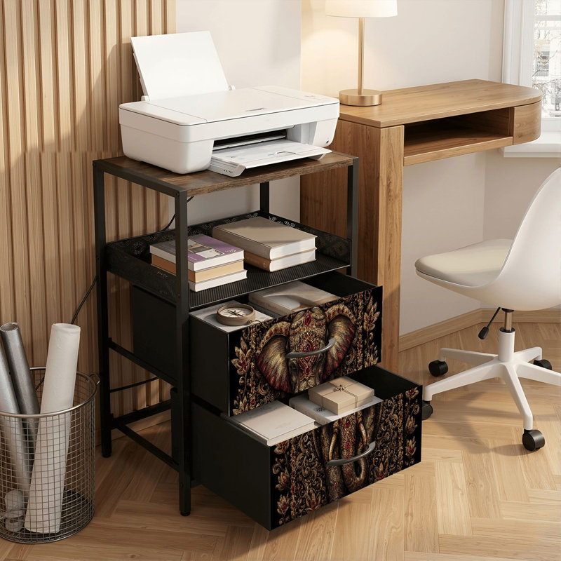 Table de chevet 2 tiroirs avec station de charge, table de chevet de chambre à coucher avec ports USB et prises USB