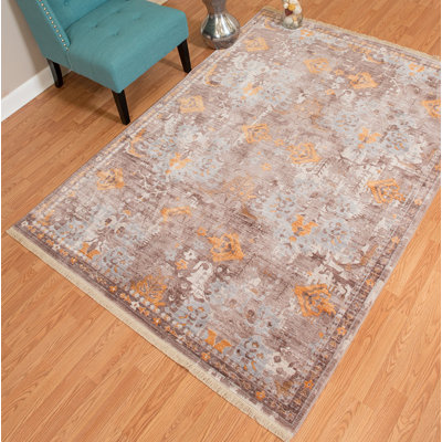 Tapis orange en polyester oriental oriental tissé à la machine 9 pi 8 po x 13 pi 2 po