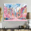 Rose, bleu, bâtiments de New York en été - salon d'art mural de New York-86149026-86149027