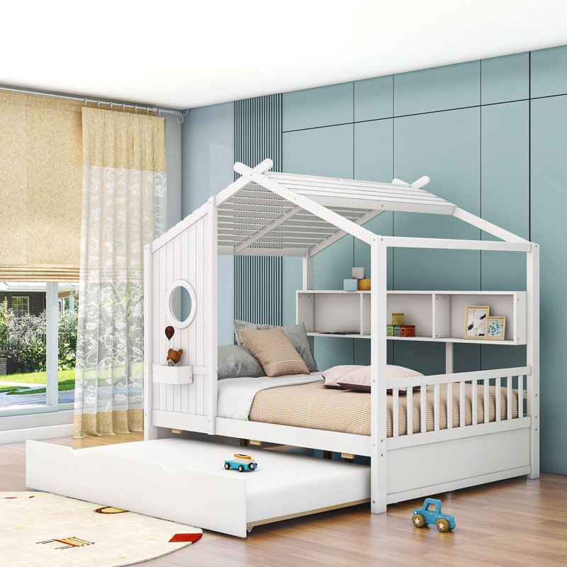 Lit de jour avec couchette simple Aaldrik, Double, Blanc