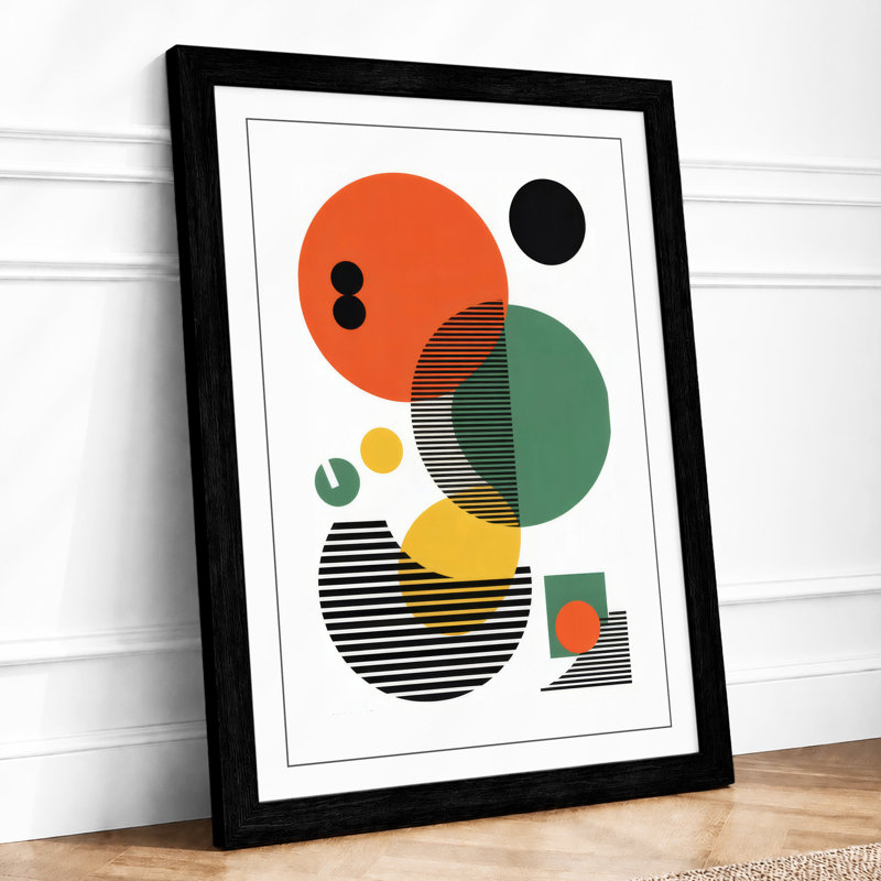 Geometric Playground Mid-Century - Framed Print, A3 - 42.0 x 29.7 cm, Black