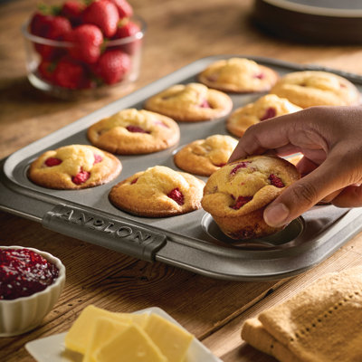 Anolon Advanced Bakeware Nonstick Muffin Pan, 12-Cup, Gray
