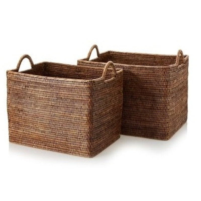 Handmade Rattan Decorative Basket Set, Antique Brown