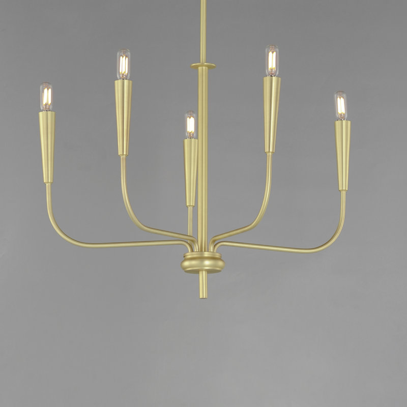 Sevren 5 - Light Dimmable Classic / Traditional Chandelier, Satin Brass
