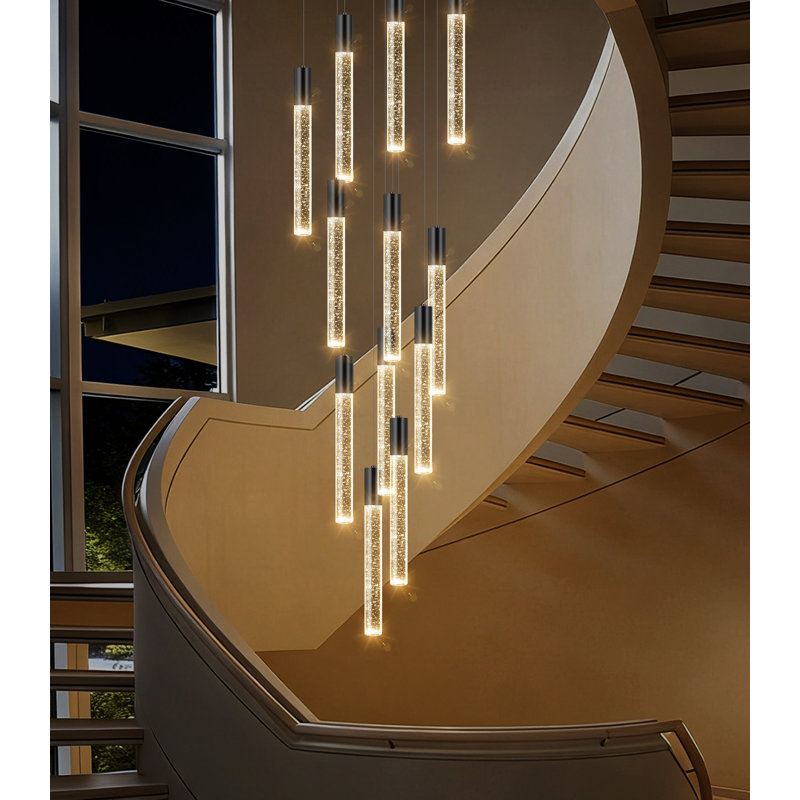 Lustre cylindrique à 12 lumières DEL Laverna, Noir