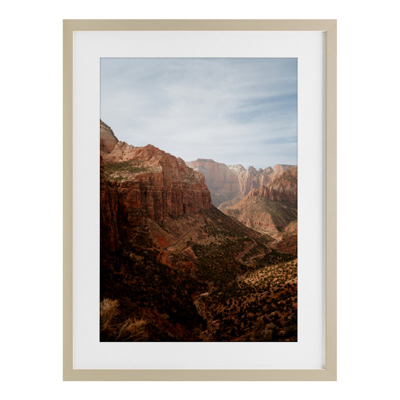 Vue imprenable sur le Canyon de Zion, impression sous verre, conception de Jade Sharp Photo, H 23 po x l 17 po