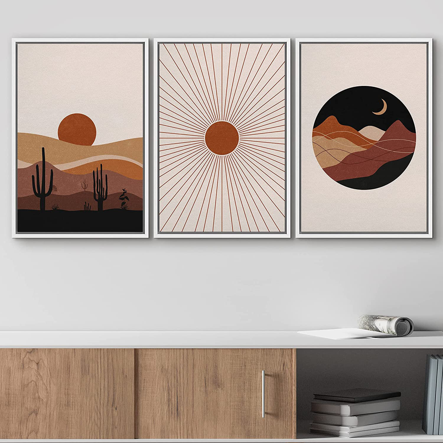 Americanflat Abstract Wall Art Room Decor - Moon Phases Black