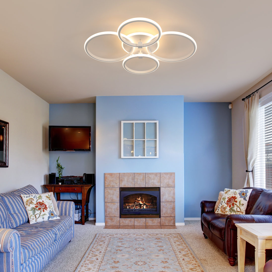 White 69CM LED Dimmable Acrylic Flush Ceiling Light with Remote