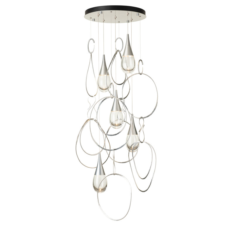 Lyric 5-Light Round Pendant, Long, Sterling