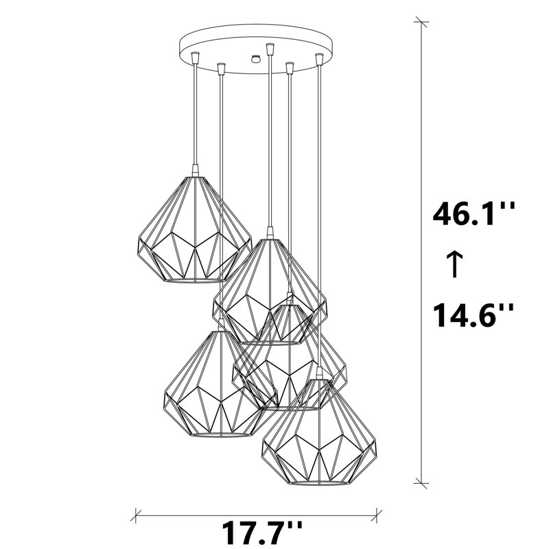Luminaire suspendu géométrique à 5 lumières Cranbrook