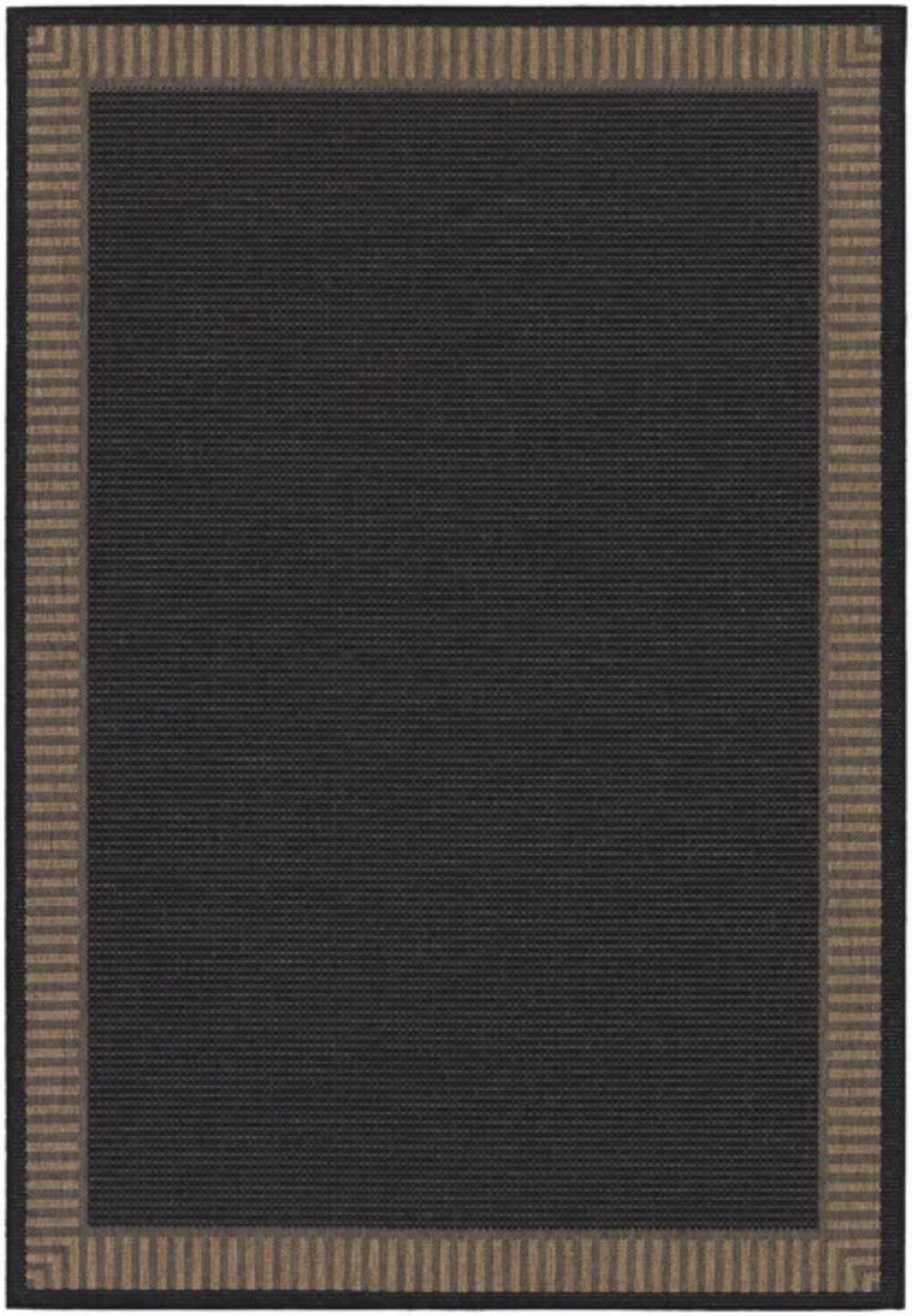 Black Cocoa Brown Flatweave Outdoor Rug, Rectangle 6'2" x 9'2", Black / Brown