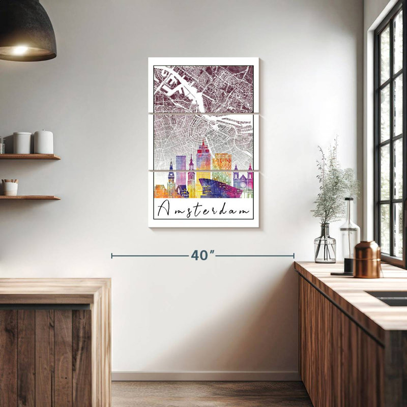 Carte de la ville de Aliaz Amsterdam, H 38 po x l 24 po