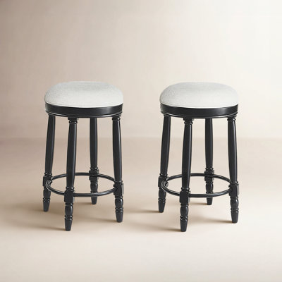 Ensemble de 2 tabourets de bar, rotation à 360 degrés, chaise pivotante en bois décorative, tabouret haut avec assise rembourrée, convient à la salle à manger et au salon.