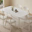 Table de salle à manger blanche + pierre frittée rectangulaire couleur cristal + bois massif-536012823