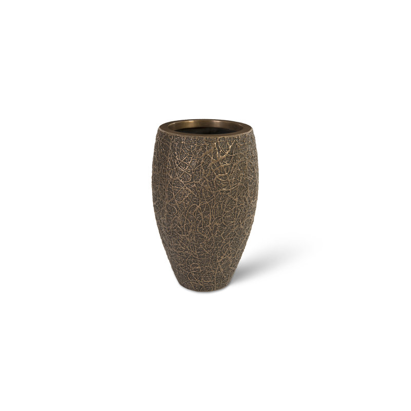 String Theory Resin Pot Planter, 32" H x 18" W x 18" D, Bronze
