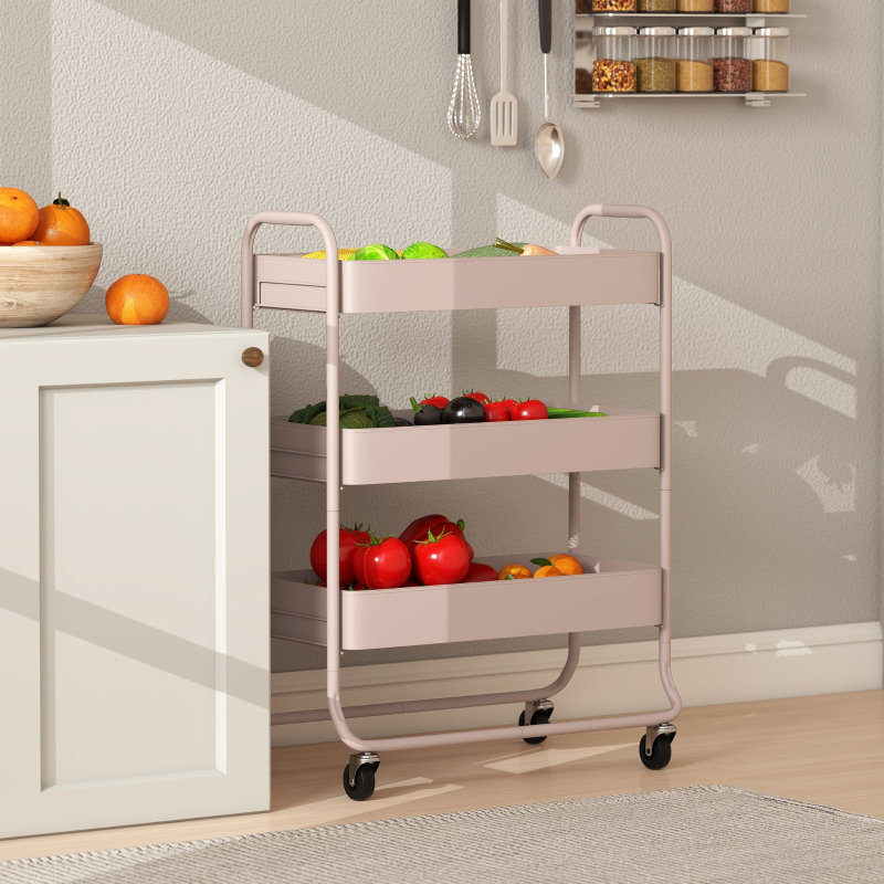 Metal Kitchen Cart, Pink