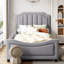 Classic Stripe Shaped Headboard Playful Scalloped Upholstered Daybed-576892564