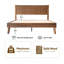 Structure de lit grand avec tête et pied de lit, lit plateforme en bois massif avec pieds en métal, 12 lattes renforcées, anti-dérapant et silencieux, pas de sommier tapissier, finition noyer-900422912-900422916