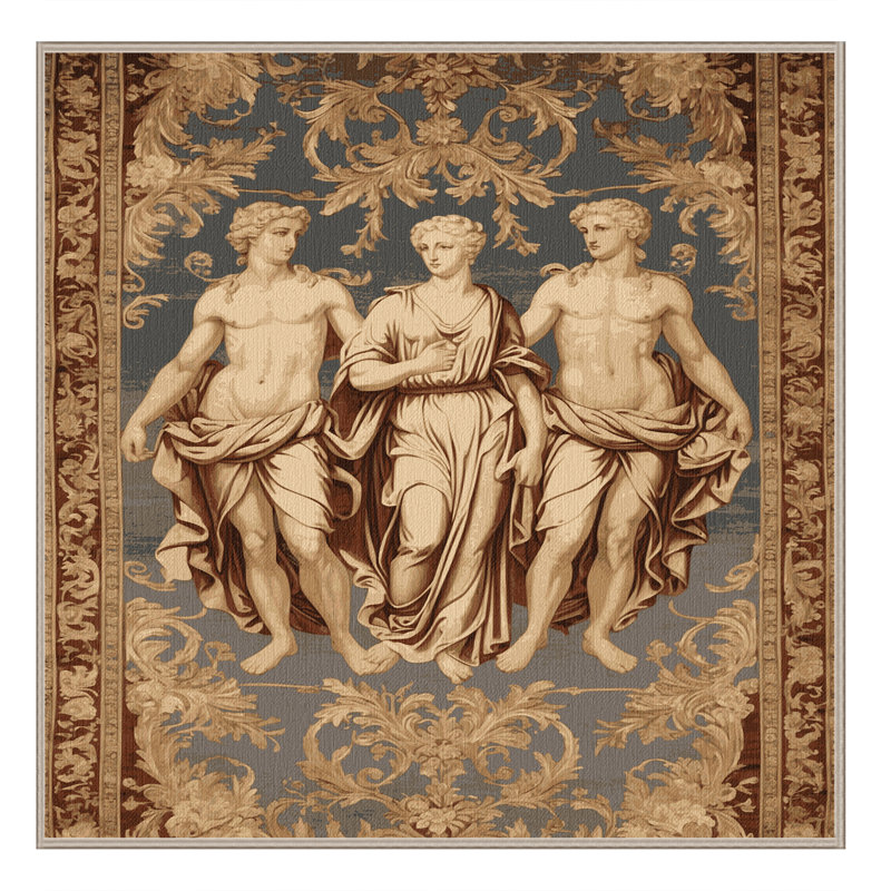 Tapis brun français lavable à la machine, Carré 8 pi