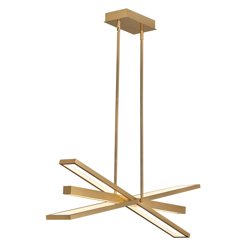 Tangent 1 - Light Unique Modern Linear LED Pendant, Lacquered Brass