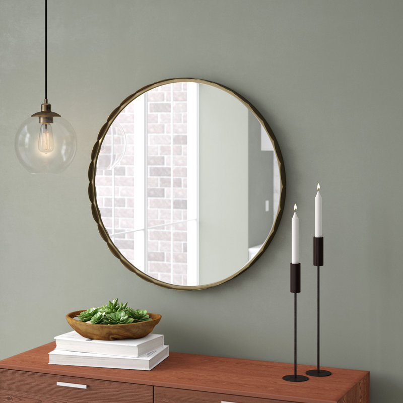 Jiamei Metal Round Mirror, Gold