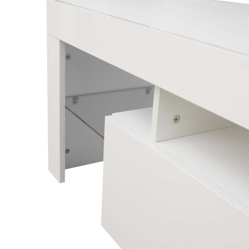 Modern LED Light TV Stand With Large Storage, Ideal For Living Room Entertainment And Aesthetic Enhancement, White